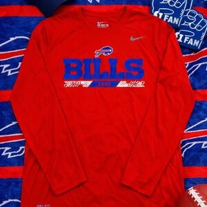 Nike Buffalo Bills Dri-Fit Long Sleeve Shirt Large Red NFL Athletic Tee